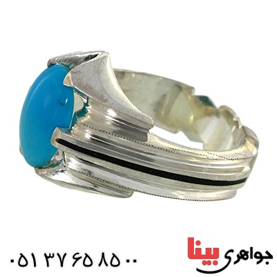 انگشتر فیروزه مصری عالی مردانه مدل کلاسیک _کد:1433