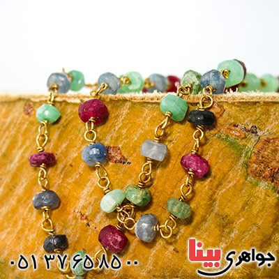 سینه ریز چند جواهر یاقوت و زمرد زنانه مدل گلگون _کد:9950