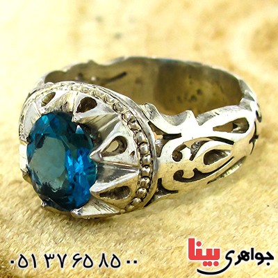 انگشتر توپاز لندنی خوشرنگ مردانه اسلیمی _کد:9951
