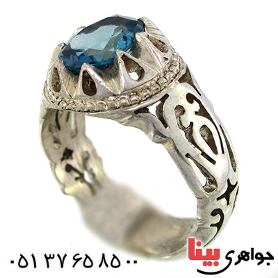انگشتر توپاز لندنی خوشرنگ مردانه اسلیمی _کد:9951