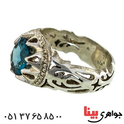 انگشتر توپاز لندنی خوشرنگ مردانه اسلیمی _کد:9951