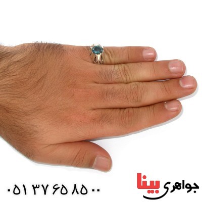 انگشتر توپاز لندنی خوشرنگ مردانه اسلیمی _کد:9951