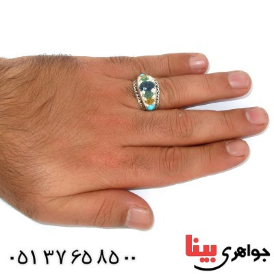 انگشتر چند جواهر خوشرنگ مردانه درشت سنتی پنج نگین _کد:1435