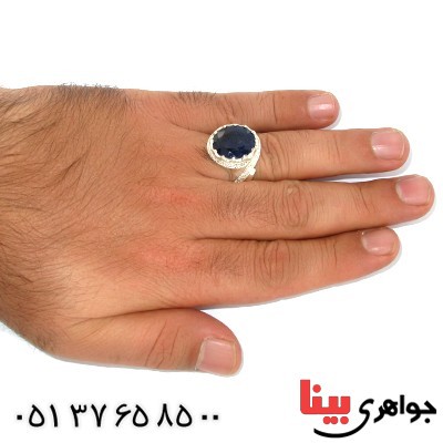 انگشتر یاقوت کبود درشت مردانه چشمگیر _کد:1438