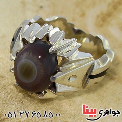 انگشتر عقیق باباقوری تک مردانه کلاسیک _کد:1439