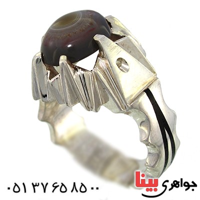 انگشتر عقیق باباقوری تک مردانه کلاسیک _کد:1439