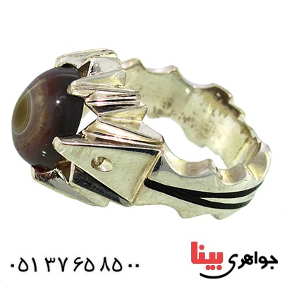 انگشتر عقیق باباقوری تک مردانه کلاسیک _کد:1439