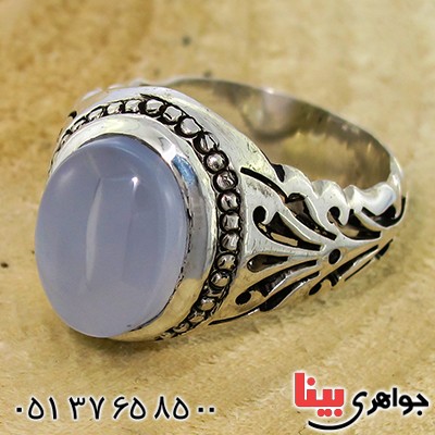 انگشتر عقیق یمنی کبود درشت مردانه اسلیمی شکیل _کد:9956