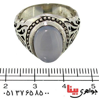 انگشتر عقیق یمنی کبود درشت مردانه اسلیمی شکیل _کد:9956