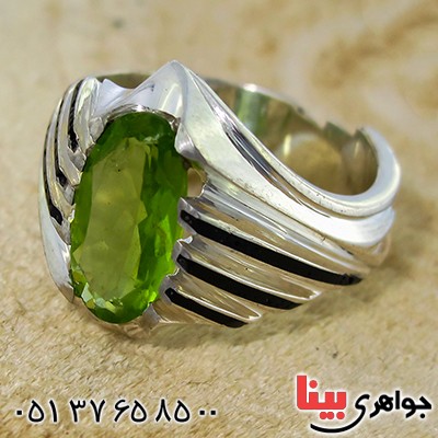 انگشتر زبرجد مردانه شیاردار کلاسیک _کد:9957