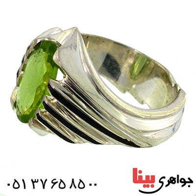 انگشتر زبرجد مردانه شیاردار کلاسیک _کد:9957