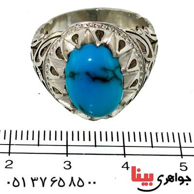 انگشتر فیروزه شجری مصری مردانه درشت دور اشکی _کد:1440
