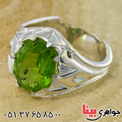 انگشتر زبرجد مردانه درشت سنتی دور چنگی _کد:1442