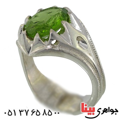 انگشتر زبرجد مردانه درشت سنتی دور چنگی _کد:1442