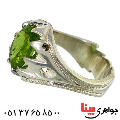 انگشتر زبرجد مردانه درشت سنتی دور چنگی _کد:1442