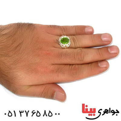 انگشتر زبرجد مردانه درشت سنتی دور چنگی _کد:1442