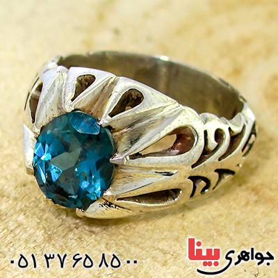 انگشتر توپاز لندنی خوشرنگ مردانه اسلیمی _کد:9961