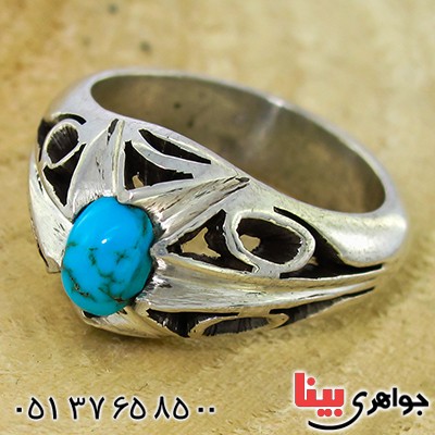 انگشتر فیروزه نیشابوری مردانه سنتی _کد:1443