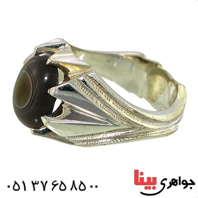 انگشتر عقیق باباقوری تک مردانه درشت کلاسیک _کد:9962