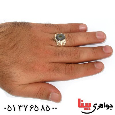 انگشتر عقیق باباقوری تک مردانه درشت کلاسیک _کد:9962