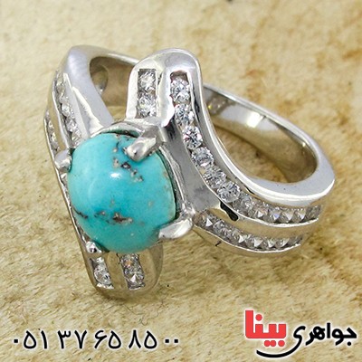 انگشتر فیروزه نیشابوری زنانه رادیوم لوکس مدل صبا _کد:9965