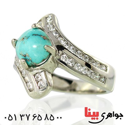 انگشتر فیروزه نیشابوری زنانه رادیوم لوکس مدل صبا _کد:9965