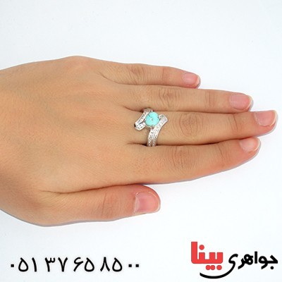 انگشتر فیروزه نیشابوری زنانه رادیوم لوکس مدل صبا _کد:9965