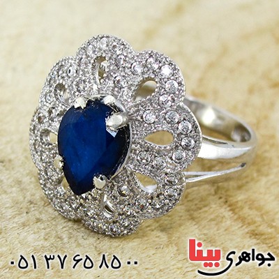 انگشتر یاقوت کبود زنانه مدل فرانک _کد:9966