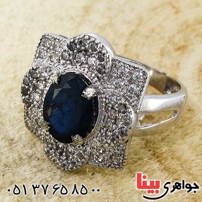 انگشتر یاقوت کبود زنانه مدل مهر بانو _کد:9969