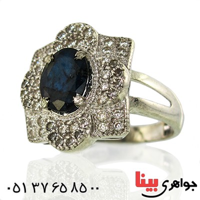 انگشتر یاقوت کبود زنانه مدل مهر بانو _کد:9969