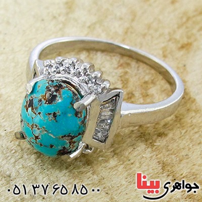 انگشتر فیروزه نیشابوری زنانه رادیوم لوکس مدل مهین _کد:9971