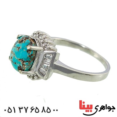 انگشتر فیروزه نیشابوری زنانه رادیوم لوکس مدل مهین _کد:9971