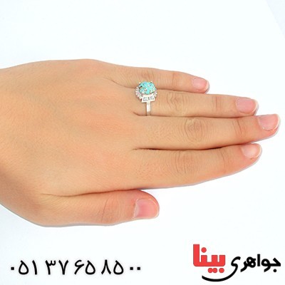 انگشتر فیروزه نیشابوری زنانه رادیوم لوکس مدل مهین _کد:9971