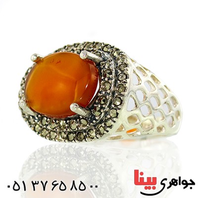 انگشتر عقیق یمنی زنانه درشت رادیوم لوکس مارکازیتی _کد:9973