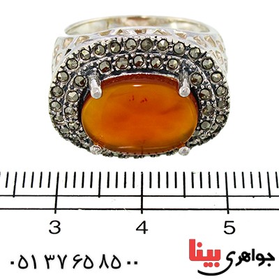 انگشتر عقیق یمنی زنانه درشت رادیوم لوکس مارکازیتی _کد:9973