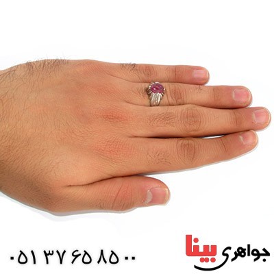 انگشتر یاقوت سرخ خوشرنگ رادیوم لوکس شیاردار _کد:9974