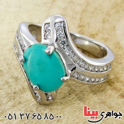 انگشتر فیروزه نیشابوری زنانه خوشرنگ رادیوم لوکس مدل پروانه _کد:9978