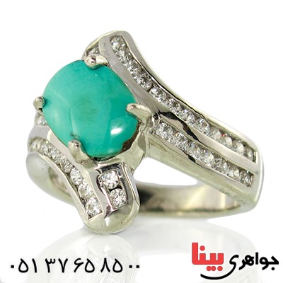 انگشتر فیروزه نیشابوری زنانه خوشرنگ رادیوم لوکس مدل پروانه _کد:9978