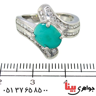 انگشتر فیروزه نیشابوری زنانه خوشرنگ رادیوم لوکس مدل پروانه _کد:9978