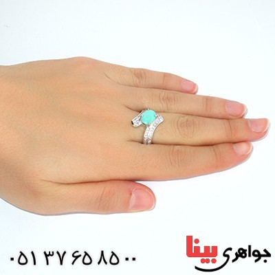 انگشتر فیروزه نیشابوری زنانه خوشرنگ رادیوم لوکس مدل پروانه _کد:9978