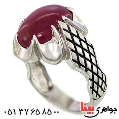 انگشتر یاقوت سرخ مردانه درشت رادیوم لوکس سوهانی _کد:9979