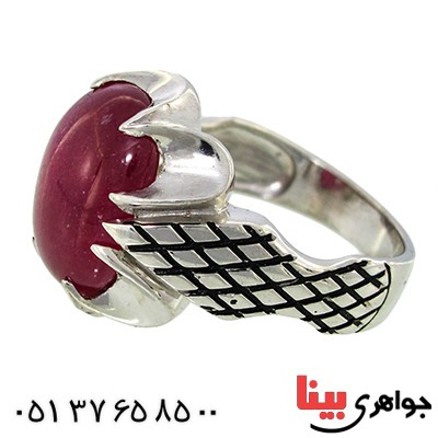 انگشتر یاقوت سرخ مردانه درشت رادیوم لوکس سوهانی _کد:9979