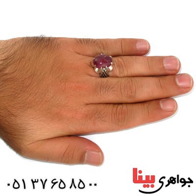 انگشتر یاقوت سرخ مردانه درشت رادیوم لوکس سوهانی _کد:9979