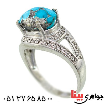 انگشتر فیروزه نیشابوری درشت زنانه رادیوم لوکس مدل الیا _کد:9984