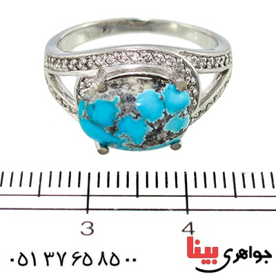 انگشتر فیروزه نیشابوری درشت زنانه رادیوم لوکس مدل الیا _کد:9984