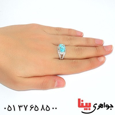 انگشتر فیروزه نیشابوری درشت زنانه رادیوم لوکس مدل الیا _کد:9984