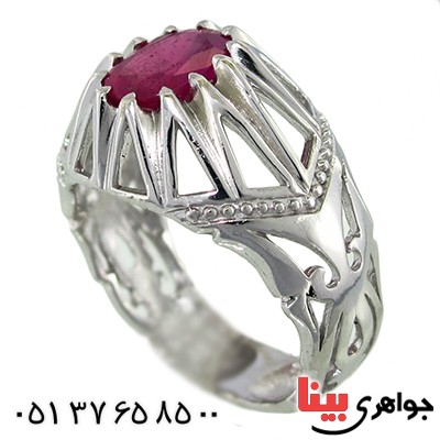 انگشتر یاقوت سرخ مردانه لوکس دور چنگی _کد:9992