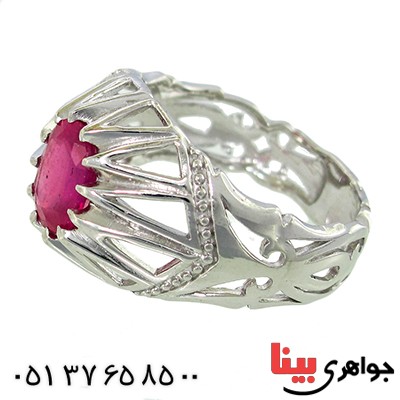 انگشتر یاقوت سرخ مردانه لوکس دور چنگی _کد:9992
