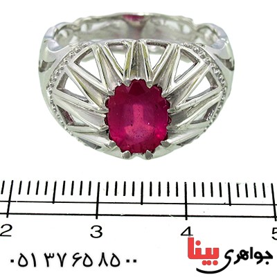 انگشتر یاقوت سرخ مردانه لوکس دور چنگی _کد:9992