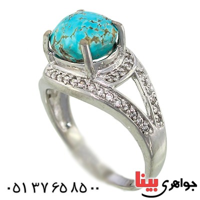 انگشتر فیروزه نیشابوری درشت زنانه رادیوم لوکس مدل لعیا _کد:10002